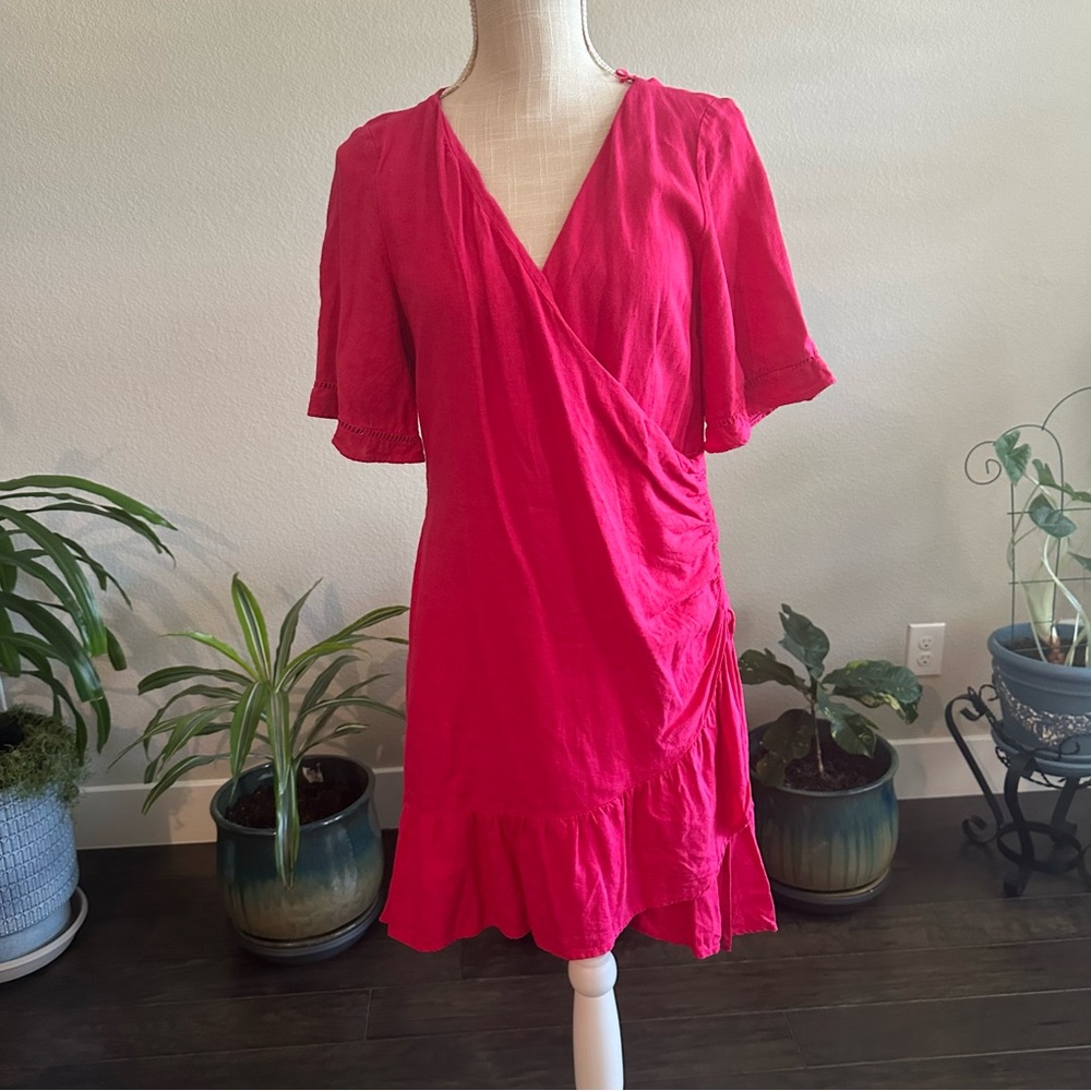 Zara || pink faux wrap dress